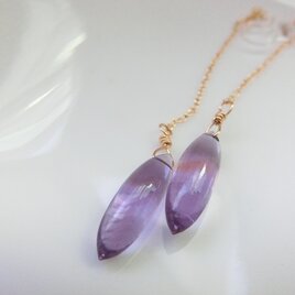 マーキスアメジストチェーンノンホールピアス