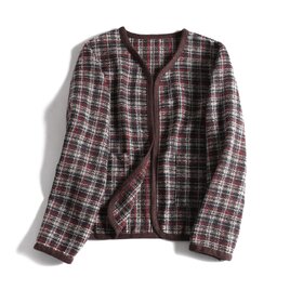 ★感謝価格★初秋　綿麻のショットアウター　前止めなし　チェック織り　二色j101706