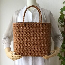 花結び編み手提げかご・深型【受注製作】の画像