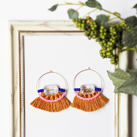 フリンジ×ガラスビーズ【ピアス】ositoyaka