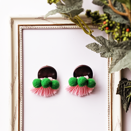 ウッドビーズ×フリンジ【ピアス/イヤリング】samuiasa