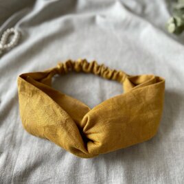 送料無料☆クロスヘアバンド リネン／マスタード