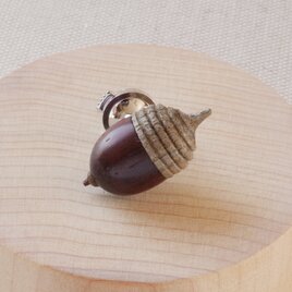 日本のどんぐりシリーズ　シラカシの木彫タックピン 受注制作の画像