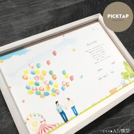 ▪️picktap's gallery▪️ウェディングバルーン台紙&シールセット　　結婚証明書　ゲストブック 芳名帳