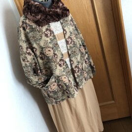 スヌード付きショート丈羽織り☆薔薇柄