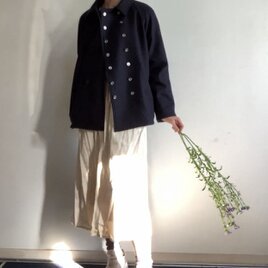 【受注生産】マニッシュなのに女らしい　メルトンコート　濃紺