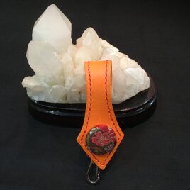 京都西陣織コンチョ　栃木レザーキーホルダー