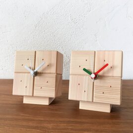 ひのきキューブ　置き時計