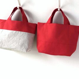 真っ赤なリバーシブルミニトートバッグ