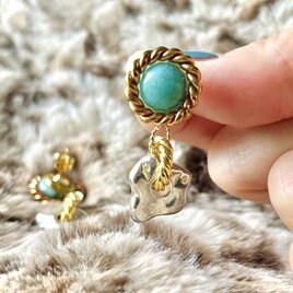 ツイストリング＆ナゲットピアス vintage earrings ring <PE2-0120>の画像