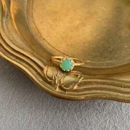 天然石　クリソプレーズ　クラウンリング