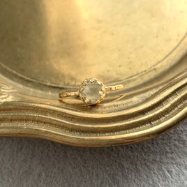 天然石　プレナイト　クラウンリング