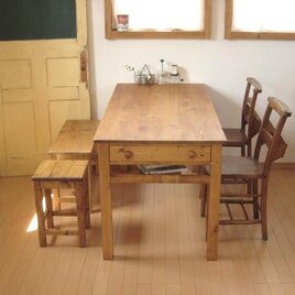 オーダーメイド / side drawer dining TABLE pine # width size order #の画像