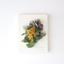 植物キャンバスS “ミモザとユーカリのオーバルリース”【bdfa200023】ドライフラワーの画像