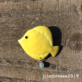 キイロハギ 七宝焼き ブローチ / Shippou Brooch Yellow surgeonの画像