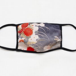 No,10-2 菊と草×紺 布マスクの画像