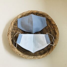 即納可・送料無料・ノーズワイヤー・表リネンコットン、裏ダブルガーゼ・Lサイズ立体マスク・抗菌ダブルガーゼの当て布1枚プレゼント