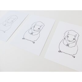 一筆書きのリス（ポストカード）3枚セットの画像