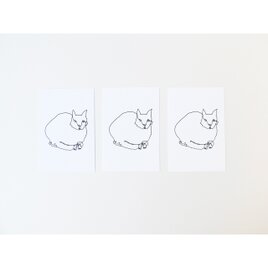 一筆書きの猫（ポストカード）3枚セットの画像