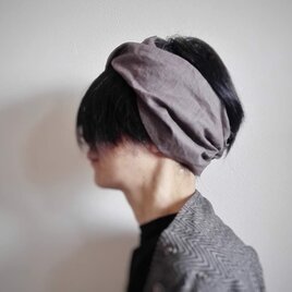 ターバンなヘアバンド　ローズグレー リネン　送料無料の画像