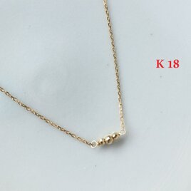 （K18刻印入り）ゴールドショートネックレス　39.5㎝　K10ボールチャームの画像