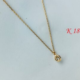（K18刻印入り）ゴールドショートネックレス　40㎝　K18かごチャームの画像