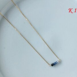 （K18刻印入り）サファイヤのグラデーション K18ショートネックレス　40㎝　の画像