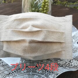 プリーツマスク☆ フィルターポケットあり☆ノーズワイヤー入　ベージュ