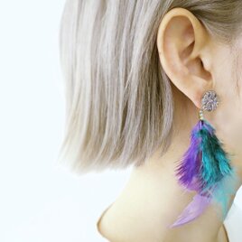 フェザーピアス 2ウェイ vintage btn earrings 2way <PE3-0420>の画像