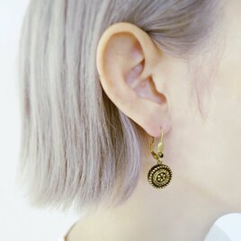 ヴィンテージガラスボタン ピアス vintage btn earrings <PE7-0420>の画像