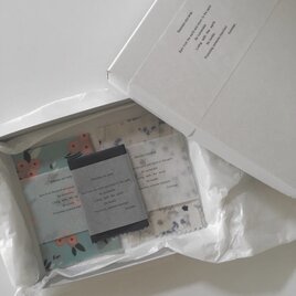 ミツロウエコラップ母の日box「earth」（S＆M size ネイビーと空の実と群青色の小花）