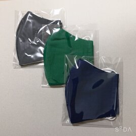 ３枚 表裏ガーゼマスク 大きめサイズ  布マスク 立体マスク 緑グレー紺の画像