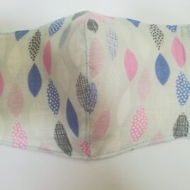 これからの季節もさわやかに☆オーバル柄　フィルターポケット付きガーゼマスク