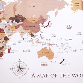 寄木風木目調のおしゃれな世界地図ポスターB2の画像