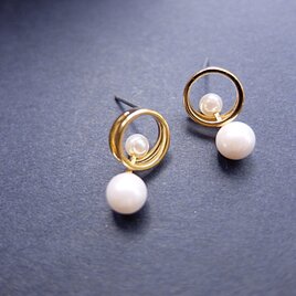 double ring short -gold-【ピアス】