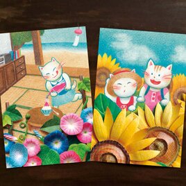 色鉛筆画ポストカード2種の画像
