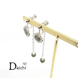 戦士の石！マイナスエネルギーから守られたいときに 天然石イヤリング 揺れる 花（D-0564）