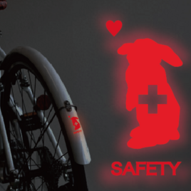 ＜＋R＞うさぎ反射ステッカー（たれ耳）赤・自転車・ベビーカー・杖・ランドセルの画像