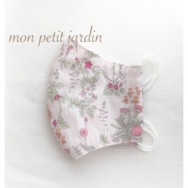 ペールピンク花柄 立体マスク(ゴム付き)