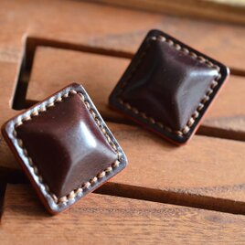 Cordovan Airas~square~【レザーピアス/イヤリング】"burgundy"