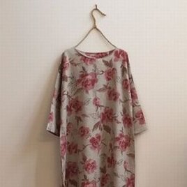 　「受注作品」　 bloom　薔薇のワンピース　国産ネン100　（ピンク）