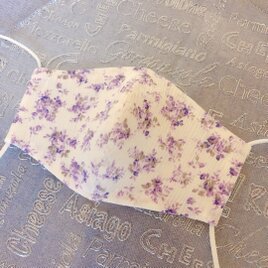 夏用♪涼感♪綿100%高島ちぢみのローズ柄立体マスク