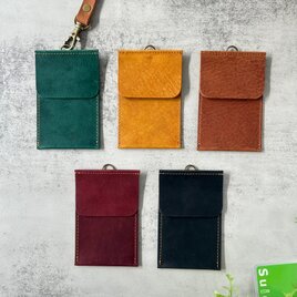 本革パスケースカードが飛び出ないマット姫路レザーおしゃれ個性レトロシックなカラーペアプレゼント記念かわいいストラップ別売