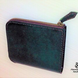 L字ファスナー小さい財布　レザー財布　総手縫いの画像