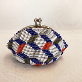 ビーズがま口 立体幾何学模様