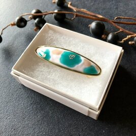 七宝焼 Flower♡バレッタ ~ emerald green～