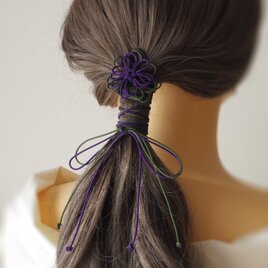 ヘアゴム「ひなびやか、君」（紫×深緑）