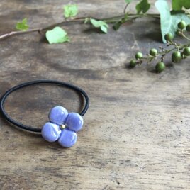 陶磁器　ヘアゴム　花　青　(磁器土)
