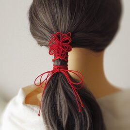 ヘアゴム「つやきよら、君」（赤×朱）