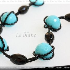 ビビッドカラーネックレス（turquoise＆black）の画像